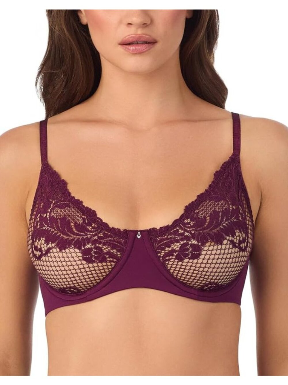 Le Mystere Lace Allure Unlined Demi Bra Blackberry 32C NWT